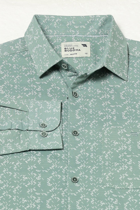 MID TEAL ABSTRACT PRINTED SHIRT-Shirt - 250731832