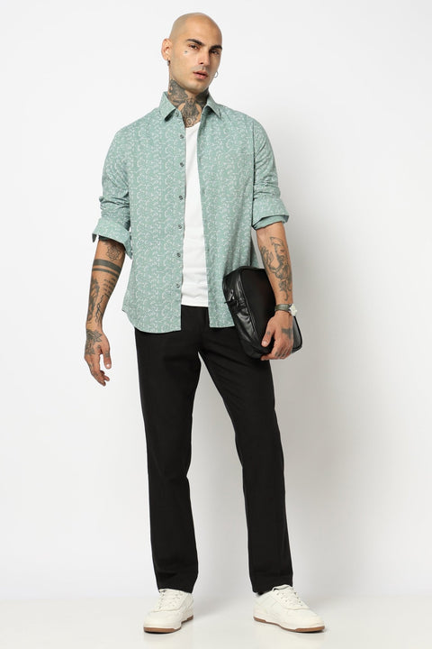 MID TEAL ABSTRACT PRINTED SHIRT-Shirt - 250731832