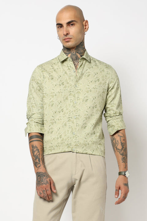 MINT LEAF PRINTED TAILORED FIT SHIRT-Shirt - 250731802
