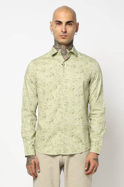 MINT LEAF PRINTED TAILORED FIT SHIRT-Shirt - 250731802
