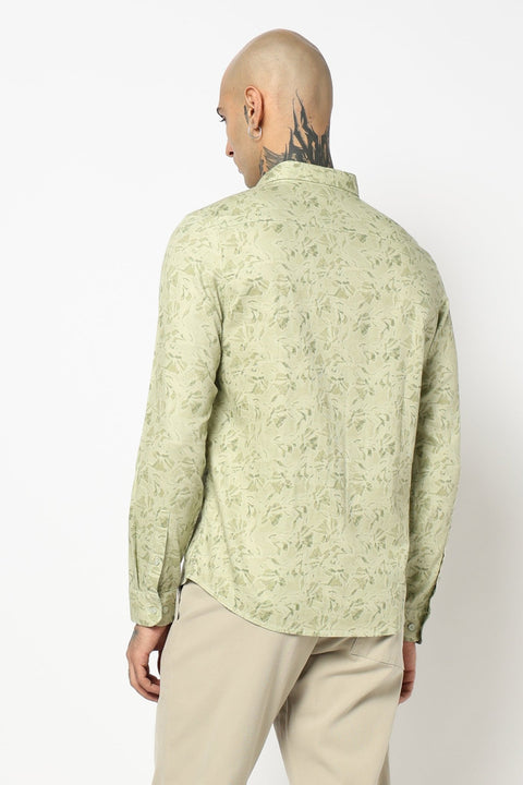 MINT LEAF PRINTED TAILORED FIT SHIRT-Shirt - 250731802