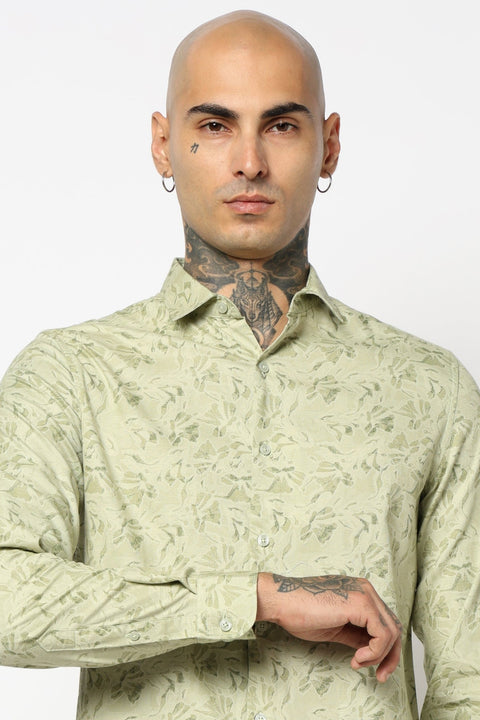 MINT LEAF PRINTED TAILORED FIT SHIRT-Shirt - 250731802