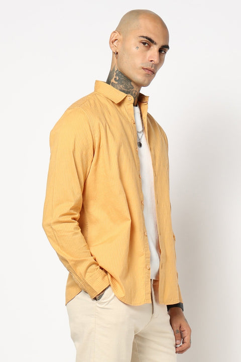 MUSTARD PLAIN TAILORED FIT SHIRT-Shirts - 250731632