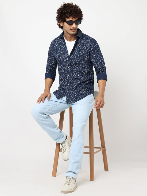 Navy Overall Printed Shirt - Shirt - 230324358