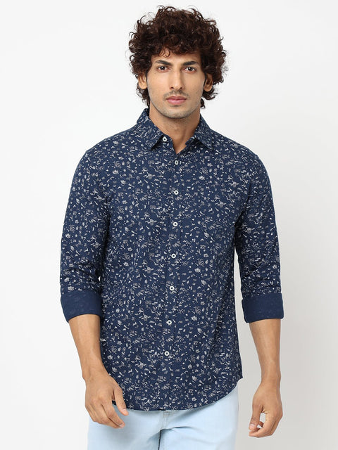 Navy Overall Printed Shirt - Shirt - 230324358