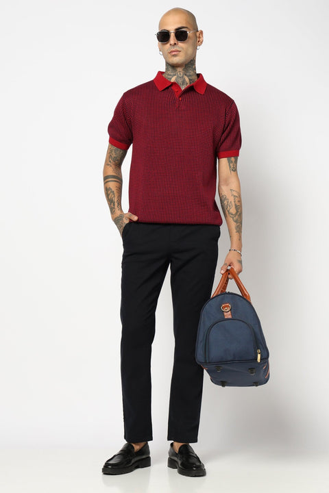 NAVY PLAIN TRAVELLER FIT COTTON TROUSER - Trousers - 250840874