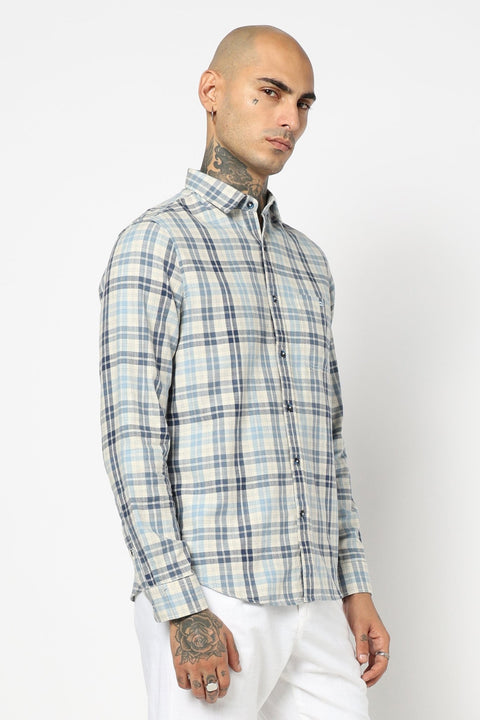 NAVY WINDOWPANE CHECKERED SHIRT-Shirt - 250731707