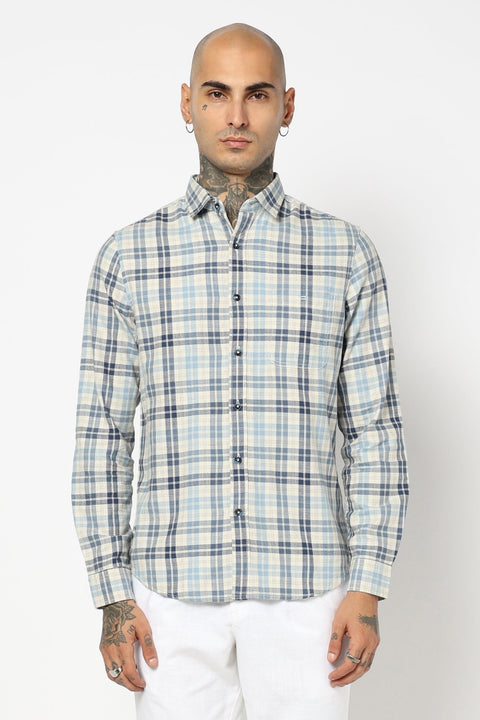 NAVY WINDOWPANE CHECKERED SHIRT-Shirt - 250731707