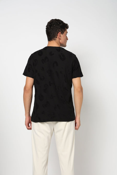 NEVIX Black Textured T-Shirt - T-Shirt - 2411300994