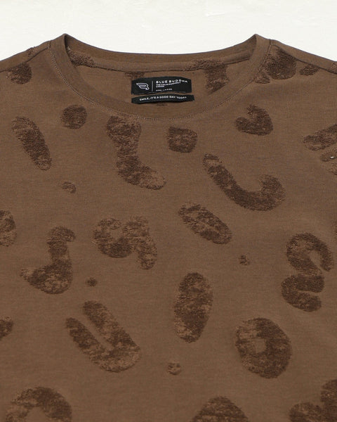NEVIX Brown Textured T-Shirt - T-Shirt - 2411300988