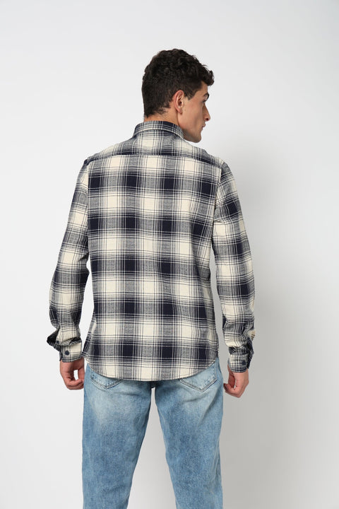 NOXEN Navy Checkered Shirt - Shirt - 250331023