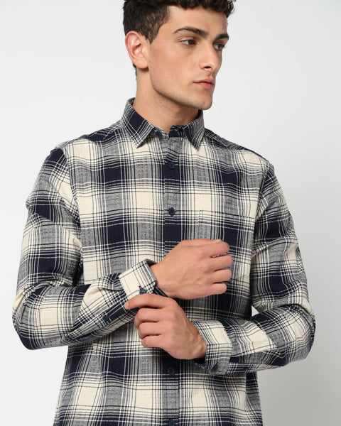 NOXEN Navy Checkered Shirt - Shirt - 250331023