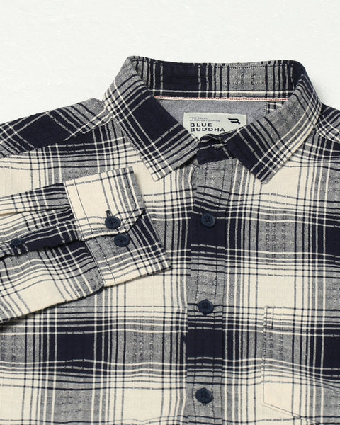 NOXEN Navy Checkered Shirt - Shirt - 250331023