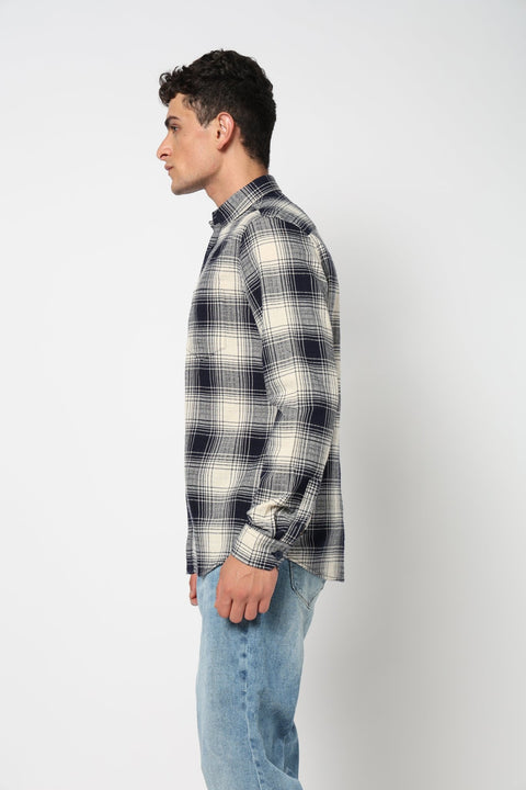 NOXEN Navy Checkered Shirt - Shirt - 250331023
