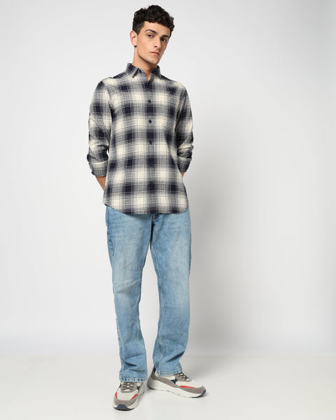 NOXEN Navy Checkered Shirt - Shirt - 250331023