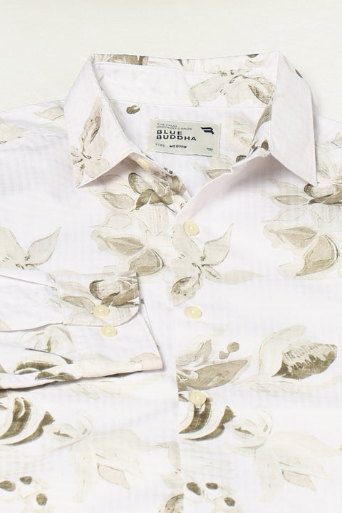 OFF WHITE FLORAL PRINTED COTTON SLUB SHIRT-Shirt - 250731871