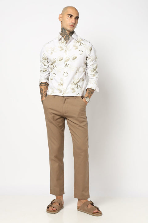 OFF WHITE FLORAL PRINTED COTTON SLUB SHIRT-Shirt - 250731871