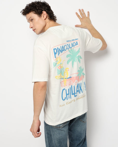 Off White Printed Oversized T SHIRT - T-Shirt - 240500351