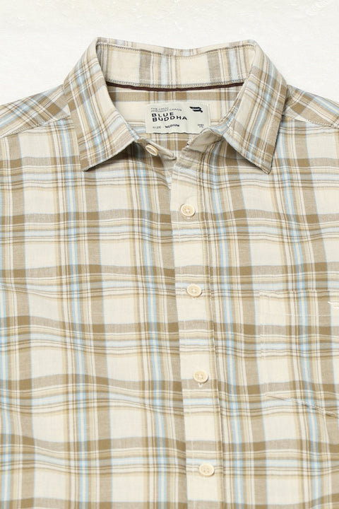 OFF WHITE WINDOWPANE CHECKERED HALF SLEEVE SHIRT-Shirt - 250330953