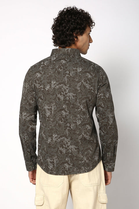 Olive All Over Printed Shirt - Shirt - 241029429