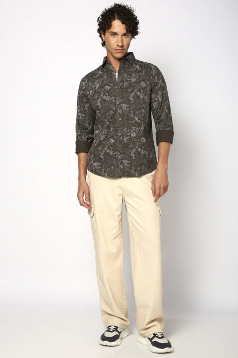 Olive All Over Printed Shirt - Shirt - 241029429