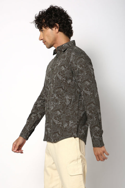 Olive All Over Printed Shirt - Shirt - 241029429