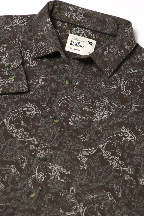 Olive All Over Printed Shirt - Shirt - 241029429