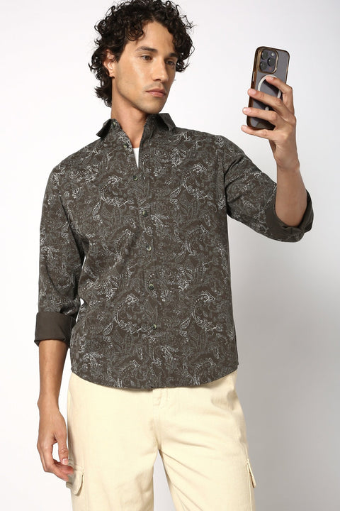 Olive All Over Printed Shirt - Shirt - 241029429