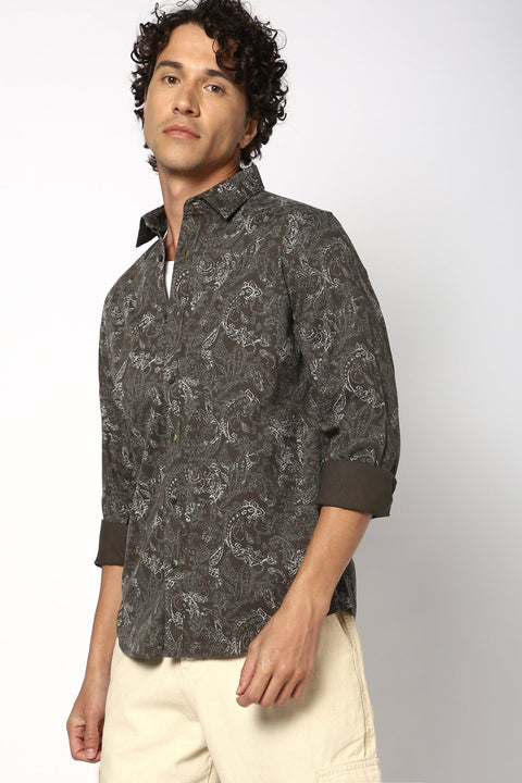 Olive All Over Printed Shirt - Shirt - 241029429