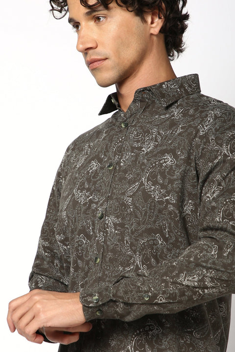 Olive All Over Printed Shirt - Shirt - 241029429