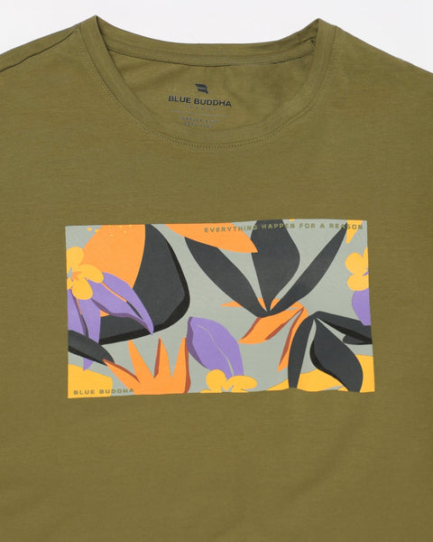 OLIVE GRAPHIC TEE ROUND NECK MENS T SHIRT - T-Shirt - 231131047