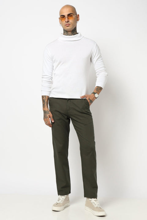 OLIVE MENS SLIM TRAVELLER FIT TROUSER - Trousers - 250740694