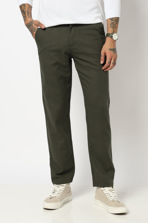 OLIVE MENS SLIM TRAVELLER FIT TROUSER - Trousers - 250740694