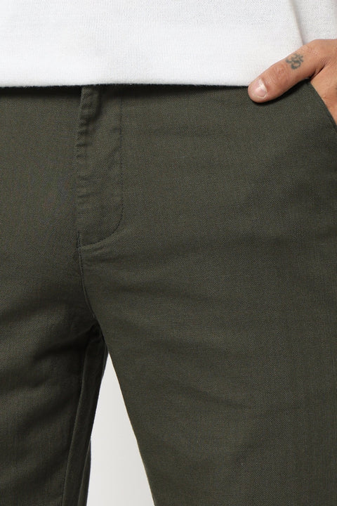 OLIVE MENS SLIM TRAVELLER FIT TROUSER - Trousers - 250740694