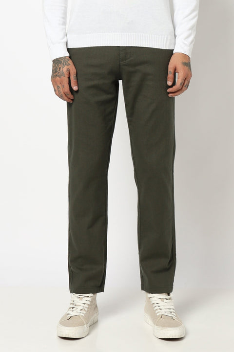 OLIVE MENS SLIM TRAVELLER FIT TROUSER - Trousers - 250740694