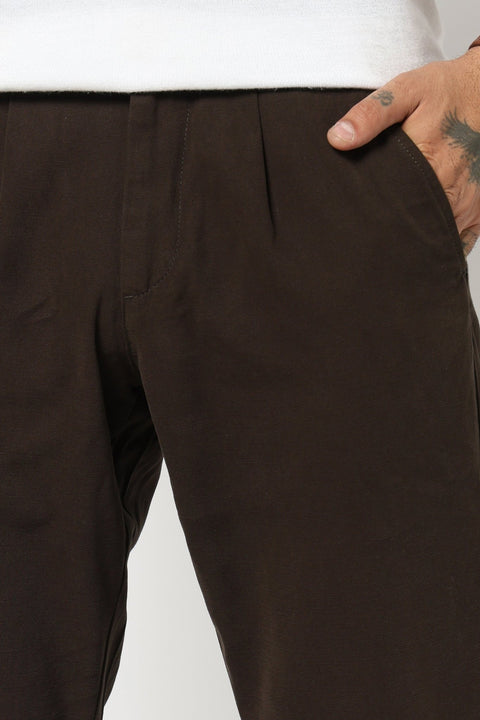 OLIVE PLAIN PLEATED MENS TROUSER - Trousers - 250740541