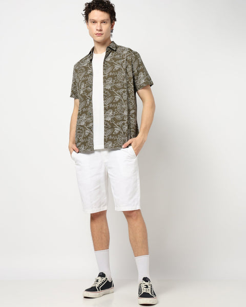 OLIVE PRINT TAILORED MENS SHIRT-Shirt - 240728265
