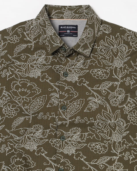 OLIVE PRINT TAILORED MENS SHIRT-Shirt - 240728265