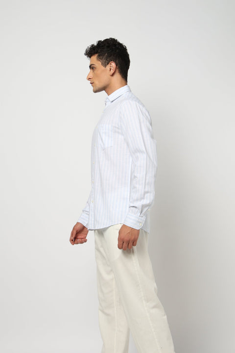 OREN Light Blue Striped Shirt - Shirt - 250330893