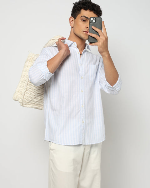 OREN Light Blue Striped Shirt - Shirt - 250330893