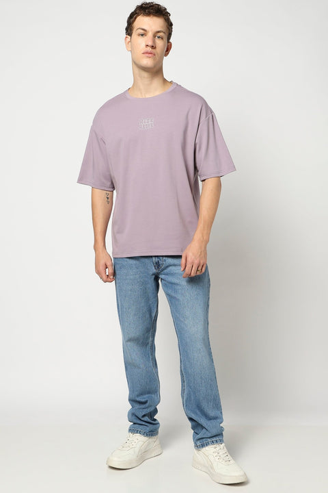 Pastel Lilac Graphic Oversized T Shirt - T Shirts - 2409300682