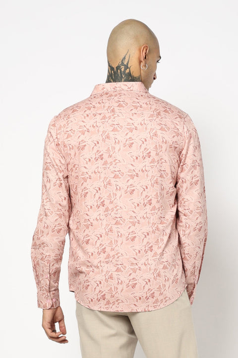 PEACH FLORAL PRINTED SHIRT-Shirt - 250731807