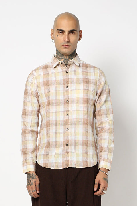 PEACH MADRAS CHECKERED SHIRT-Shirt - 250531178