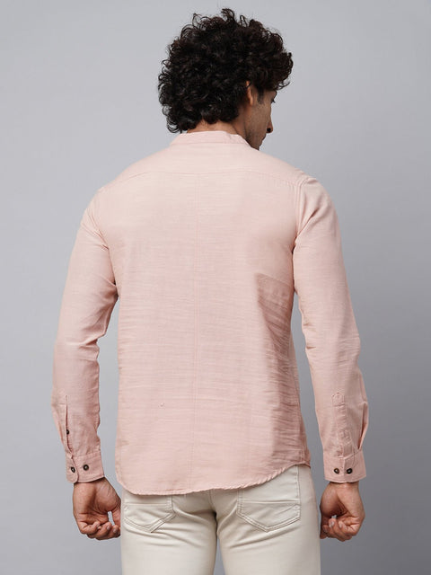 Peach Mandarin Collar Kurta Shirt - Kurta - 221123426