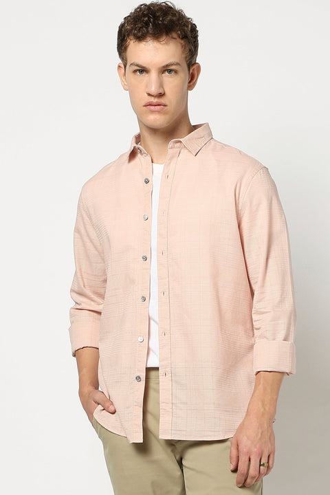 Peach Solid Full Sleeve Shirt - Shirts - 250331033