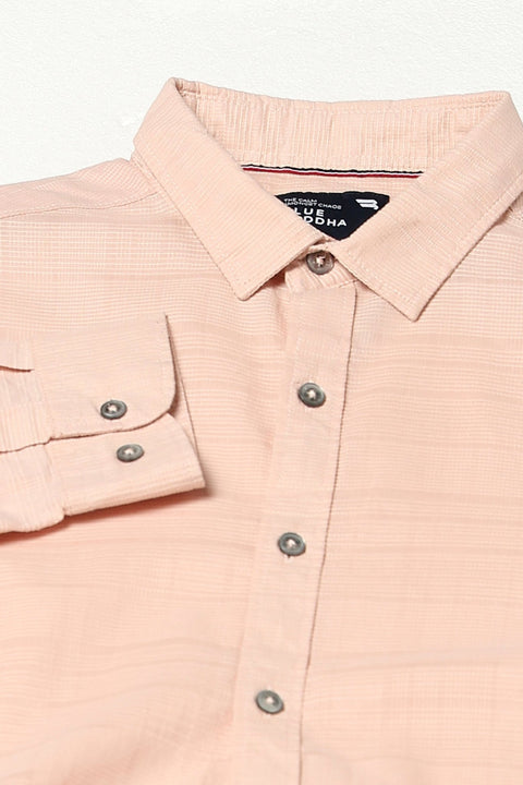 Peach Solid Full Sleeve Shirt - Shirts - 250331033