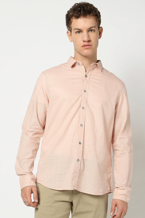 Peach Solid Full Sleeve Shirt - Shirts - 250331033
