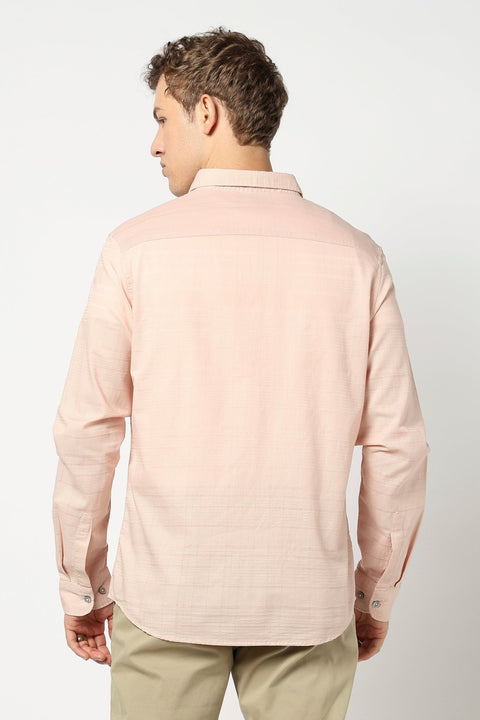 Peach Solid Full Sleeve Shirt - Shirts - 250331033