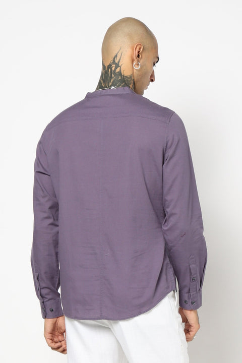 Pewter Solid Cotton Kurta Shirt - Kurta - 240126508
