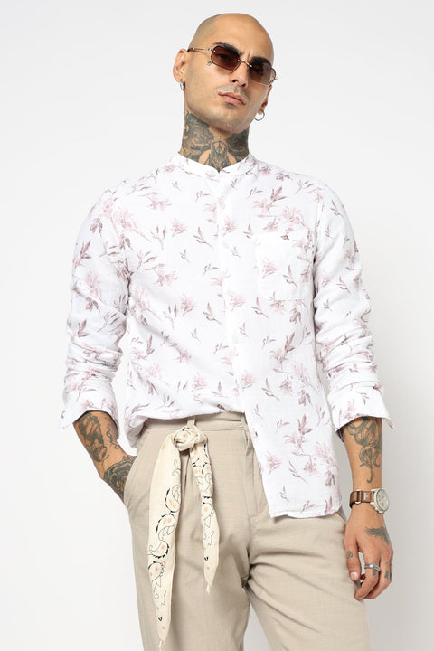 PINK BOTANICAL FLORAL PRINTED SHIRT-Shirt - 250731847